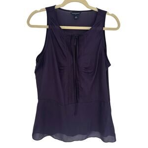 Banana Republic Purple Ruched Tie Front Sleeveless Blouse Workwear Office 10
